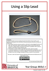 Clinical skills instruction booklet cover page, Using a slip lead